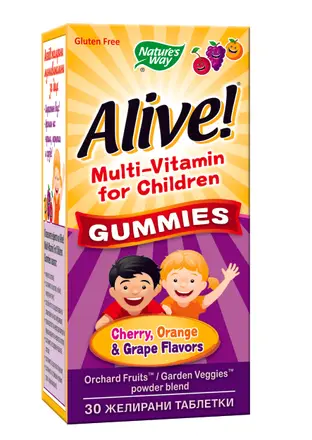 Nature’s Way АЛАЙВ ЖЕЛИРАНИ МУЛТИВИТАМИНИ ЗА ДЕЦА Alive! Children’s Multi-Vitamin Gummy 30 желирани таблетки
