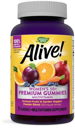 Nature’s Way АЛАЙВ ПРЕМИУМ МУЛТИВИТАМИНИ ЗА ЖЕНИ 50+ Alive! Women’s 50+ Premium Gummy vitamins 75 желирани таблетки