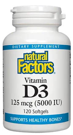 Natural Factors ВИТАМИН D3 5000 IU Vitamin D3 120 капсули