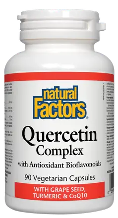 Natural Factors КВЕРЦЕТИН КОМПЛЕКС С БИОФЛАВОНОИДИ 466 mg (С ГРОЗДОВО СЕМЕ, КУРКУМА И KOЕНЗИМ Q10) Quercetin Complex with Grape Seed,Turmeric &CoQ10 90 V-капсули