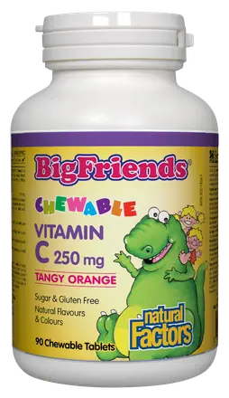 Natural Factors ВИТАМИН С Big Friends® (портокал) ЗА ДЕЦА 250 mg Big Friends® Jr. Chewable C 90 дъвчащи таблетки