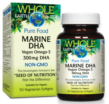 Natural Factors MARINE DHA ВЕГАН ОМЕГА -3 от микроводорасли Marine DHA Vegan Omega-3 30 V-софтгел капсули