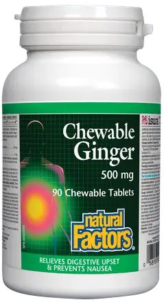 Natural Factors ДЖИНДЖИФИЛ Chewable Ginger 500 mg 90 дъвчащи таблетки
