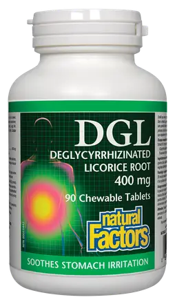 Natural Factors Ди Джи Ел DGL Deglycyrrhizinated Licorice Root 400 mg 90 дъвчащи таблетки
