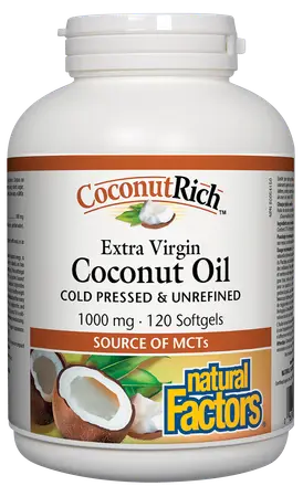 Natural Factors COCONUTRICH КОКОСОВО МАСЛО EXTRA VIRGIN 1000 mg 120 софтгел капсули