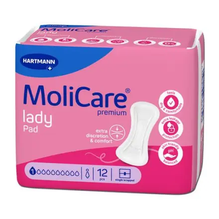 ХАРТМАН MOLICARE PREMIUM LADY PAD анатомични урологични подложки за жени 1 К х 12 бр