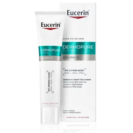 EUCERIN DERMOPURE CLINICAL Peeling 10 обновяваща нощна грижа срещу несъвършенства за лице с акнеична кожа 40 мл