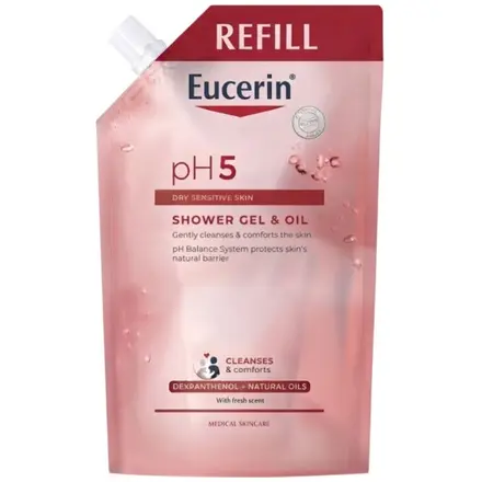 EUCERIN PH5 Shower Gel & Oil Refill душ-гел с натурални масла за тяло за суха чувствителна кожа ЕКО ПЪЛНИТЕЛ 400 мл