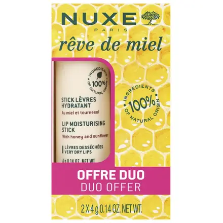 NUXE REVE DE MIEL DUO КОМПЛЕКТ подхранващ стик за сухи и напукани устни 2 x 4 г