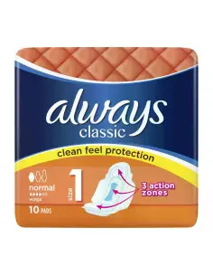 ALWAYS Класик Нормал, Размер 1, дамски превръзки, 4D, 10 бр.
