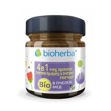 Пчелен Микс 4 в 1 в Био Пчелен мед, Bioherba, 280 гр