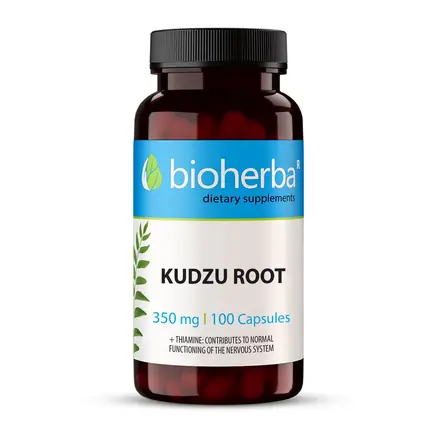 Кудзу корен - при алкохолизъм и тютюнопушене, Bioherba, 350 мг, 100 капсули