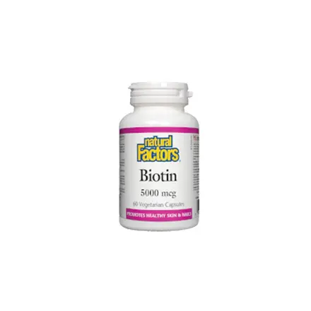Биотин, Natural Factors, 5000 mcg, 60 V-капс.