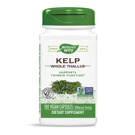Nature's Way Kelp Whole Thallus Кафяви водорасли за щитовидната жлеза 600 мг х100 капсули