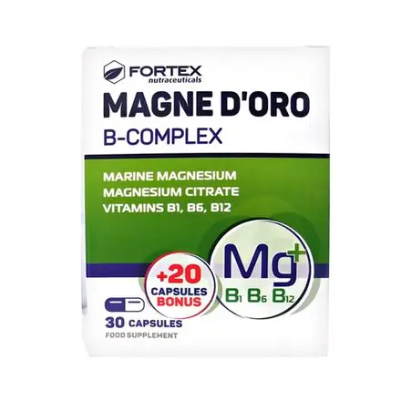 Магне Д‘оро В-Kомплекс x30 капсули + 20 капсули подарък FORTEX