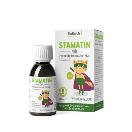 СТАМАТИН КИДС ЯБЪЛКА сироп 100 мл. / HEALTHY LIFE USA STAMATIN KIDS SYRUP WITH APPLE FLAVOUR