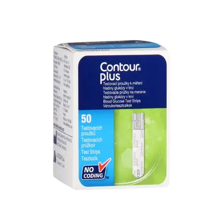 ТЕСТ ЛЕНТИ ЗА АПАРАТ ЗА КРЪВНА ЗАХАР КОНТУР ПЛЮС 50 броя / BAYER CONTOUR PLUS BLOOD GLUCOSA TEST STRIP