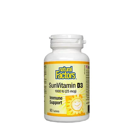 НАТУРАЛ ФАКТОРС ВИТАМИН D3 1000 IU таблетки 90 броя / NATURAL FACTORS VITAMIN D3