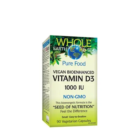 НАТУРАЛ ФАКТОРС ВИТАМИН D3 ВЕГАН 1000 IU капсули 90 броя / NATURAL FACTORS VEGAN BIOENHANCED VITAMIN D3