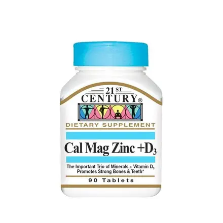 КАЛЦИЙ, МАГНЕЗИЙ, ЦИНК И ВИТАМИН Д3 таблетки 90 броя / 21ST CENTURY CAL, MAG, ZINC AND VITAMIN D3