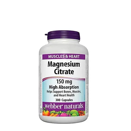 МАГНЕЗИЕВ ЦИТРАТ капсули 150 мг 300 броя / WEBBER NATURALS MAGNESIUM CITRATE