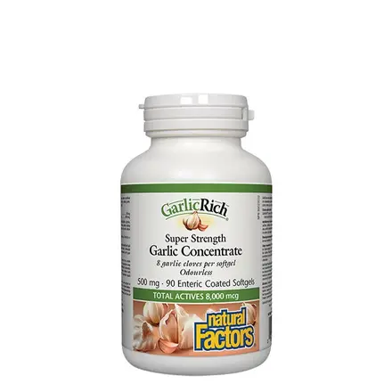 НАТУРАЛ ФАКТОРС ЧЕСЪН КОНЦЕНТРАТ капсули 500 мг 90 броя / NATURAL FACTORS SUPER STRENGTH GARLIC CONCENTRATE