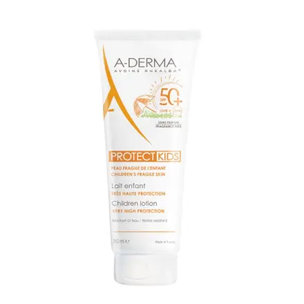 А-ДЕРМА ПРОТЕКТ СЛЪНЗЕЗАЩИТНО МЛЯКО ЗА ДЕЦА SPF 50+ 250 мл. / A-DERMA PROTECT KIDS CHILDREN SUNSCREEN LOTION SPF 50+