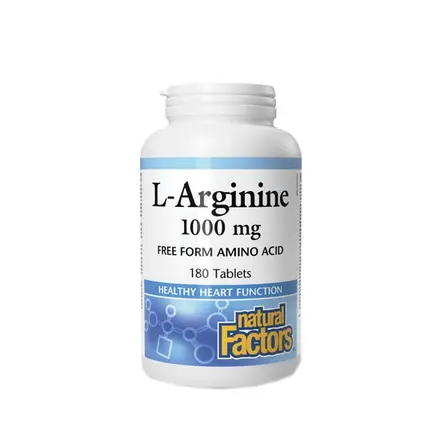 НАТУРАЛ ФАКТОРС L-АРГИНИН таблетки 1000 мг. 180 броя / NATURAL FACTORS L-ARGININE