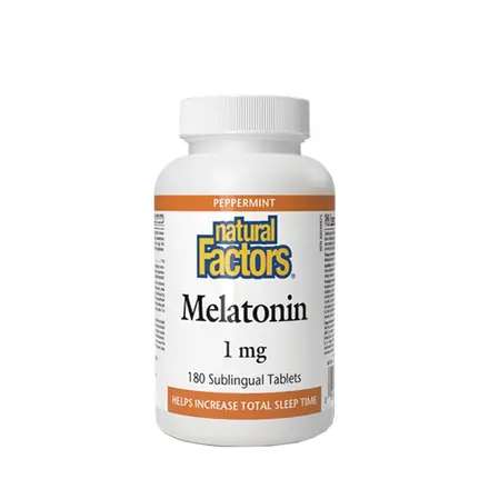 НАТУРАЛ ФАКТОРС МЕЛАТОНИН сублингвални таблетки 1 мг 180 броя / NATURAL FACTORS MELATONIN