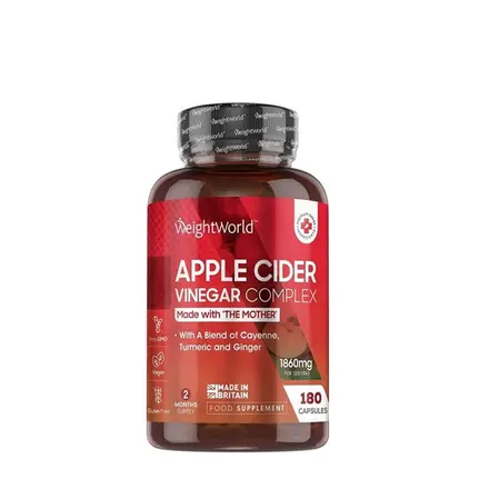 ЯБЪЛКОВ ОЦЕТ КОМПЛЕКС капсули 180 броя / WEIGHT WORLD APPLE CIDER VINEGAR COMPLEX