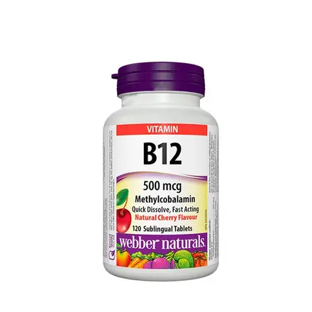 ВИТАМИН B12 сублингвални таблетки 500 мкг 120 броя / WEBBER NATURALS VITAMIN B12 METHYLCOBALAMIN
