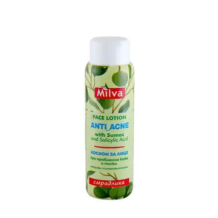 ЛОСИОН ПРОТИВ АКНЕ СЪС СМРАДЛИКА И САЛИЦИЛОВА КИСЕЛИНА 100 мл. / MILVA LOTION AGAINST ACNE WITH SMOKE TREE AND SALICYLIC ACID