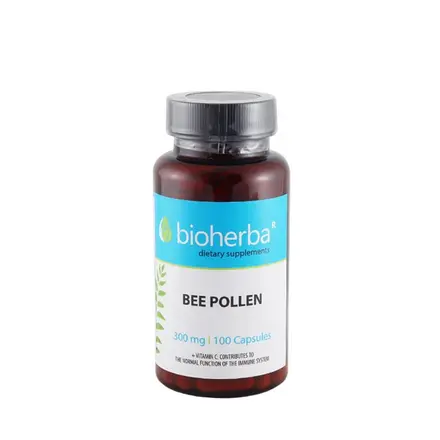 БИОХЕРБА ПЧЕЛЕН ПРАШЕЦ + ВИТАМИН C капсули 100 броя / BIOHERBA BEE POLLEN + VITAMIN C