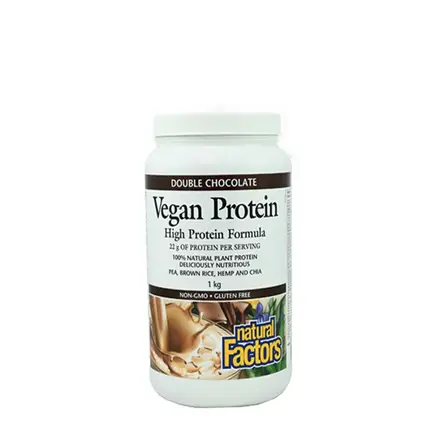 НАТУРАЛ ФАКТОРС ВЕГАН ПРОТЕИН ШОКОЛАД пудра 1 кг / NATURAL FACTORS VEGAN PROTEIN HIGH PROTEIN FORMULA