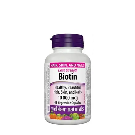 БИОТИН EXTRA STRENGTH капсули 10000 мкг. 45 броя / WEBBER NATURALS BIOTIN EXTRA STRENGTH