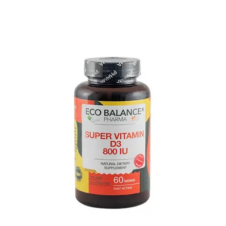 СУПЕР ВИТАМИН D3 800 IU ЕКО БАЛАНС таблетки 60 броя / ECO BALANCE SUPER VITAMIN D3 800 IU
