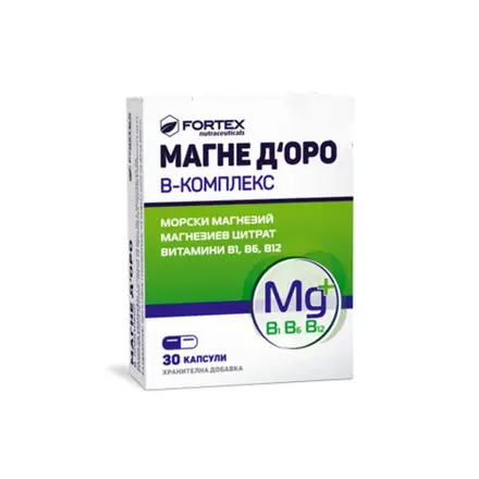 МАГНЕ ДОРО Б КОМПЛЕКС капсули 30 броя / FORTEX MAGNE DORO B COMPLEX