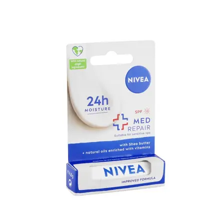 НИВЕА ПОДХРАНВАЩ БАЛСАМ ЗА УСТНИ МЕД РИПЕЪР 4.8 г / NIVEA LIP BALM MED PROTECTION
