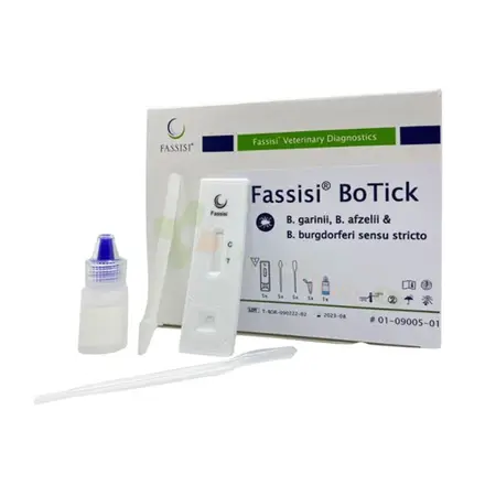 БЪРЗ ТЕСТ ЗА ОТКРИВАНЕ НА БОРЕЛИИ В КЪРЛЕЖИ FASSISI BO TICK / FASSISI RAPID TEST FOR DETECTION OF BORRELIA IN TICKS FASSISI BO TICK
