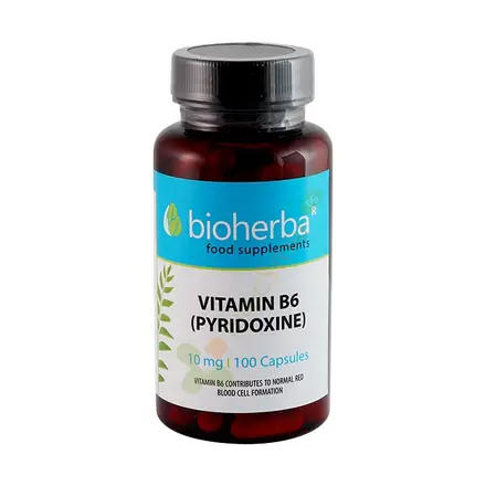 БИОХЕРБА ВИТАМИН B6 ПИРИДОКСИН капсули 10 мг 100 броя / BIOHERBA VITAMIN B6
