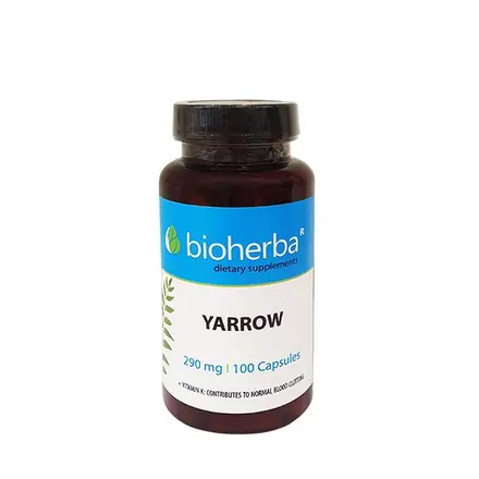 БИОХЕРБА БЯЛ РАВНЕЦ + ВИТАМИН K капсули 100 броя / BIOHERBA YARROW + VITAMIN K