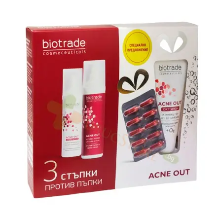 БИОТРЕЙД АКНЕ АУТ КОМПЛЕКТ 3 СТЪПКИ ПРОТИВ ПЪПКИ / BIOTRADE COSMECEUTICALS ACNE OUT 3-STEP ANTI-PIMPLE KIT