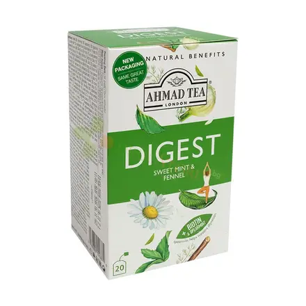 ЧАЙ ФИЛТЪР ХРАНОСМИЛАНЕ 20 броя / AHMAD TEA DIGEST TEA WITH SWEET MINT & FENNEL filter bags