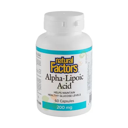 НАТУРАЛ ФАКТОРС АЛФА ЛИПОЕВА КИСЕЛИНА капсули 200 мг 60 броя / NATURAL FACTORS ALPHA - LIPOIC ACID