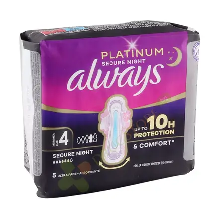 ДАМСКИ ПРЕВРЪЗКИ ОЛУЕЙС ПЛАТИНУМ СЕКЮР НАЙТ 5 броя / PROCTER & GAMBLE ALWAYS PLATINIUM SECURE NIGHT PANTY