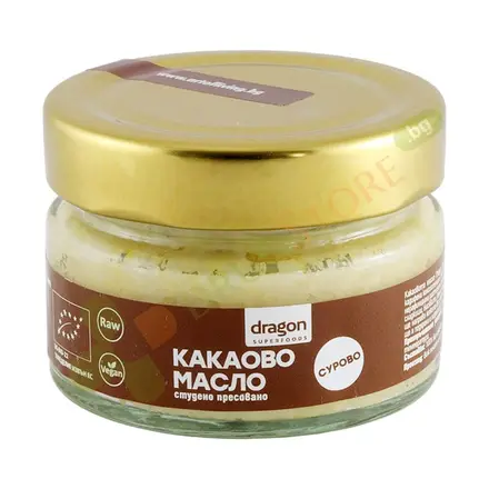 БИО КАКАОВО МАСЛО СТУДЕНО ПРЕСОВАНО 100 мл ДРАГОН СУПЕРФУДС / DRAGON SUPERFOODS BIO RAW COCOA OIL