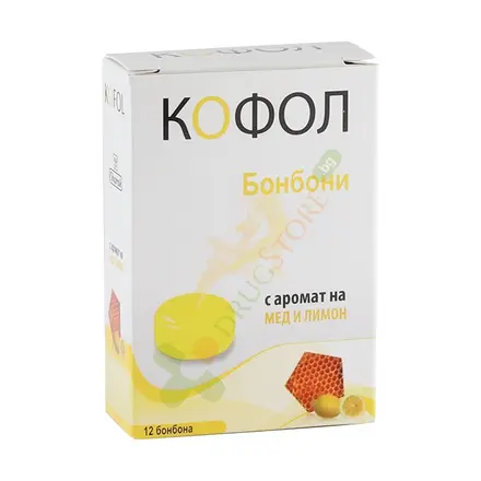 КОФОЛ БОНБОНИ ЗА ГЪРЛО С АРОМАТ НА МЕД И ЛИМОН 12 броя / CHARAK KOFOL LOZENGES THROAT HONEY