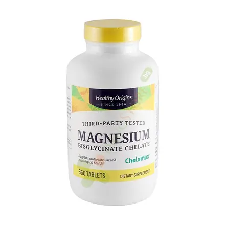 МАГНЕЗИЙ (БИСГЛИЦИНАТ ХЕЛАТ) таблетки 100 мг 360 броя / HEALTHY ORIGINS MAGNESIUM BISGLYCINATE CHELATE