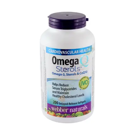 ОМЕГА 3 + РАСТИТЕЛНИ СТЕРОЛИ + КОЕНЗИМ Q10 капсули 200 броя / WEBBER NATURALS OMEGA 3 + COENZYME Q10 capsules 200