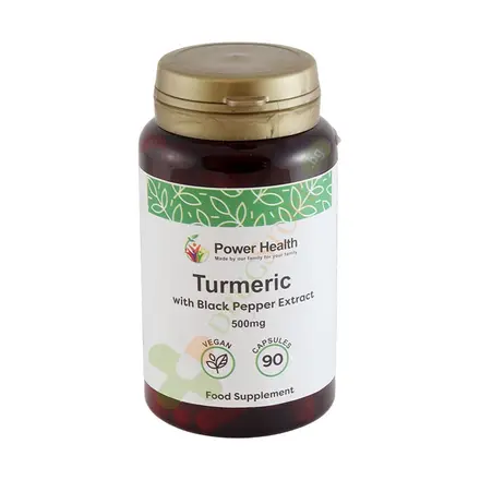 КУРКУМА + ЕКСТРАКТ ОТ ЧЕРЕН ПИПЕР капсули 90 броя / POWER HEALTH TURMERIC WITH BLACK PEPPER EXTRACT